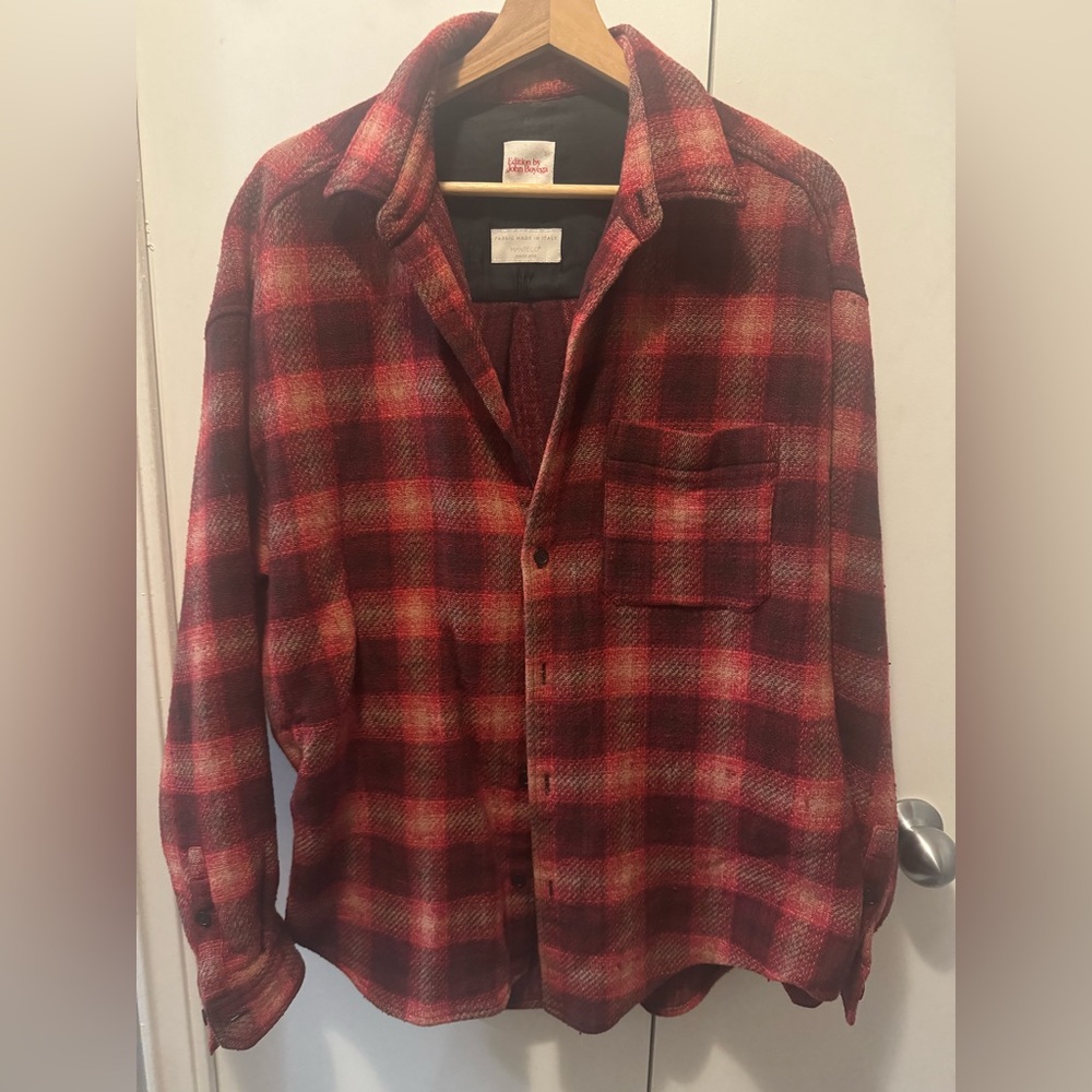 H&M John Boyega Edition red plaid shirt